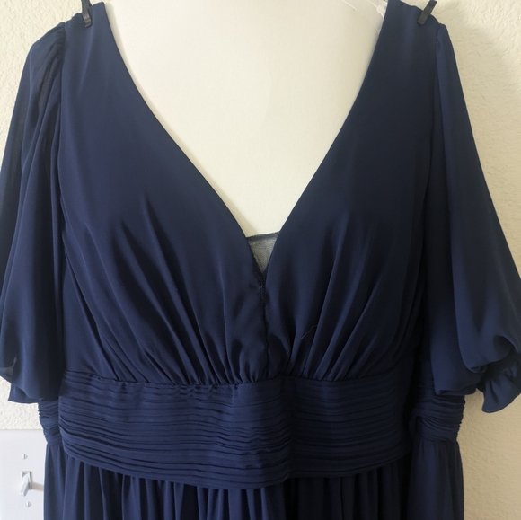 Ever Pretty Navy/Royal Blue V-Neck Formal Evening Gown Bridesmaid Dress with Sle - Picture 8 of 12